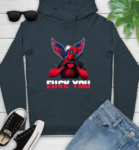 NHL Washington Capitals Deadpool Love You Fuck You Hockey Sports Youth Hoodie 10