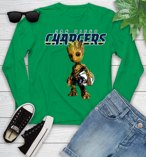 Los Angeles Chargers NFL Football Groot Marvel Guardians Of The Galaxy Youth Long Sleeve 6