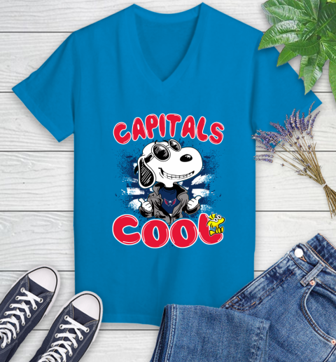 NHL Hockey Washington Capitals Cool Snoopy Shirt Women's V-Neck T-Shirt 5