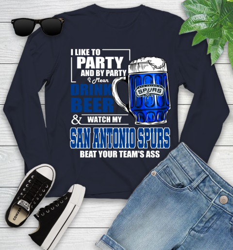 NBA Drink Beer and Watch My San Antonio Spurs Beat Your Team's Ass Basketball Youth Long Sleeve 2
