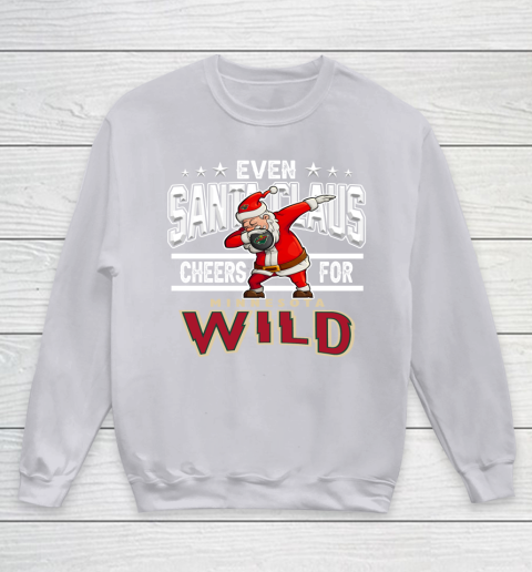 Minnesota Wild Even Santa Claus Cheers For Christmas NHL Youth Sweatshirt 3