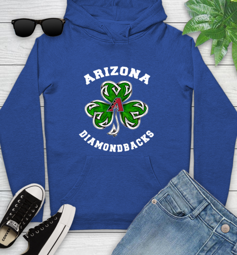 MLB Arizona Diamondbacks Three Leaf Clover St Patrick's Day Baseball Sports Youth Hoodie 11