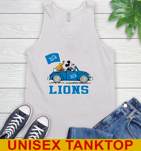 NFL Football Detroit Lions Pluto Mickey Driving Disney Shirt Tank Top