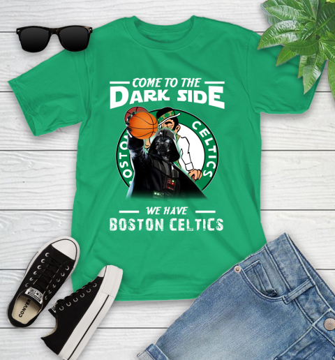 NBA Come To The Dark Side We Have Boston Celtics Star Wars Darth Vader Basketball Youth T-Shirt 8