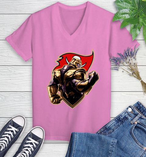 NFL Thanos Avengers Endgame Football Sports Tampa Bay Buccaneers Women's V-Neck T-Shirt 14