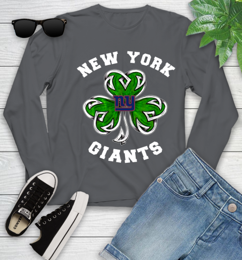 NFL New York Giants Three Leaf Clover St Patrick's Day Football Sports Youth Long Sleeve 9