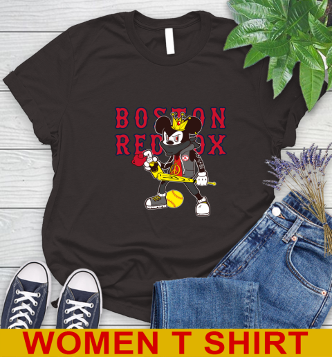 Boston Red Sox MLB Baseball Mickey Peace Sign Sports Women's T-Shirt 8