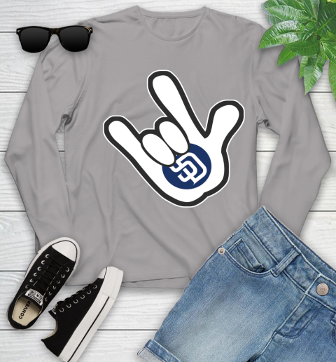 San Diego Padres MLB Baseball Mickey Rock Hand Disney Youth Long Sleeve 5