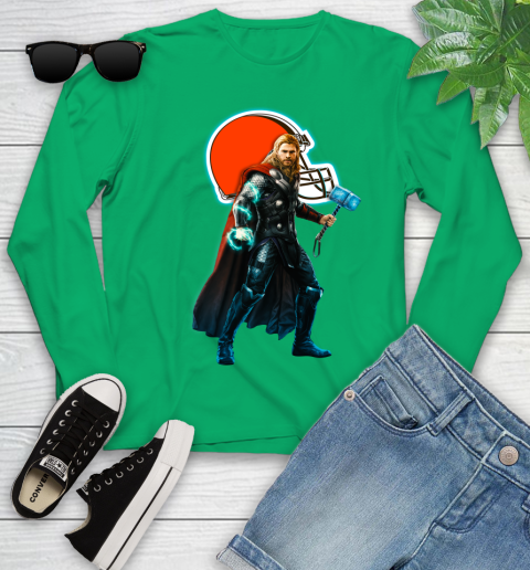 NFL Thor Avengers Endgame Football Cleveland Browns Youth Long Sleeve 6