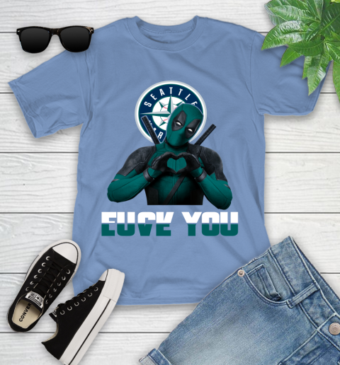 MLB Seattle Mariners Deadpool Love You Fuck You Baseball Sports Youth T-Shirt 15