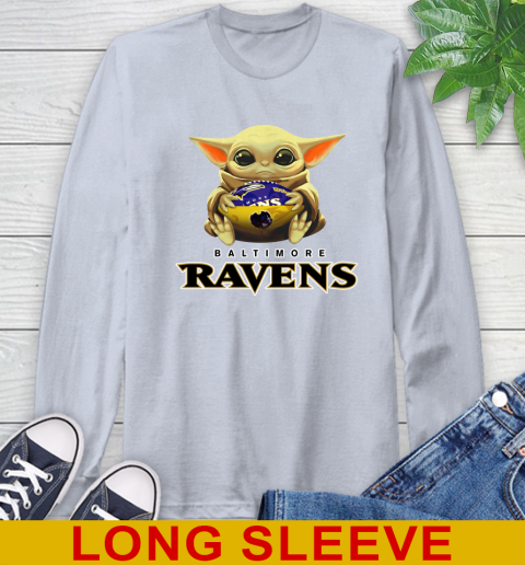 NFL Football Baltimore Ravens Baby Yoda Star Wars Shirt Long Sleeve T-Shirt 6