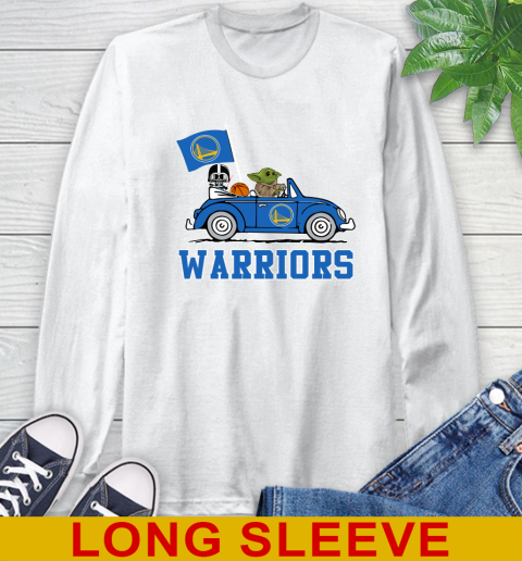 NBA Basketball Golden State Warriors Darth Vader Baby Yoda Driving Star Wars Shirt Long Sleeve T-Shirt