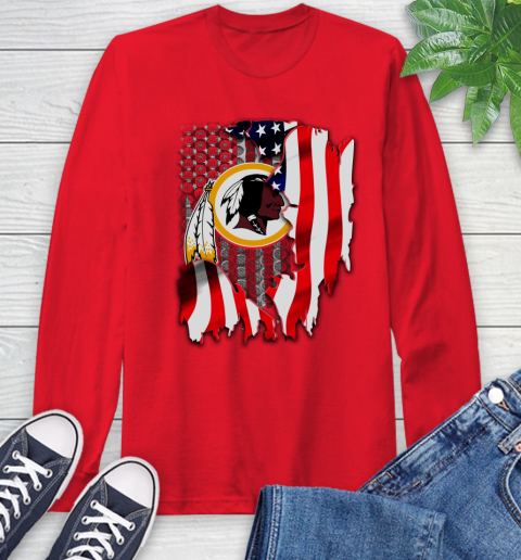 Washington Redskins NFL Football American Flag Long Sleeve T-Shirt 11