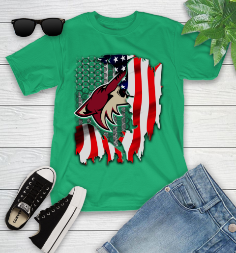 Arizona Coyotes NHL Hockey American Flag Youth T-Shirt - Image 9