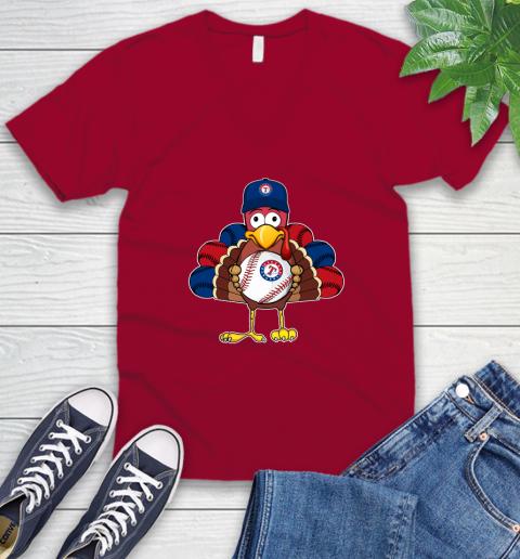 Texas Rangers Turkey thanksgiving V-Neck T-Shirt 8