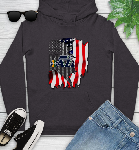 Utah Jazz NBA Basketball American Flag Youth Hoodie 8