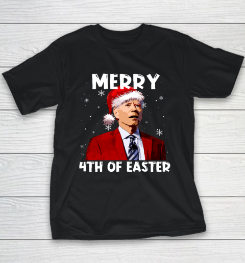 Joe Biden Santa Hat Merry 4th Of Easter Christmas Funny Youth T-Shirt