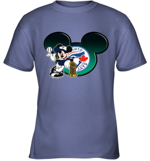 Toronto Blue Jays The Commissioner's Trophy Mickey Mouse ppcs toronto blue jays the commissioneramp 39 s trophy mickey mouse youth t shirt 26 front violet