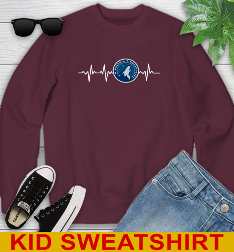 Minnesota Timberwolves NBA Basketball Heart Beat Shirt Youth Sweatshirt 4