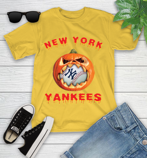 MLB New York Yankees Halloween Pumpkin Baseball Sports Youth T-Shirt 9 MLB New York Yankees Halloween Pumpkin Baseball Sports Youth T-Shirt - Image 9