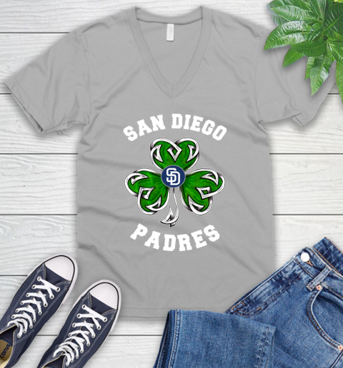MLB San Diego Padres Three Leaf Clover St Patrick's Day Baseball Sports V-Neck T-Shirt 3