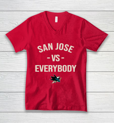 San Jose Sharks Vs Everybody V-Neck T-Shirt 6