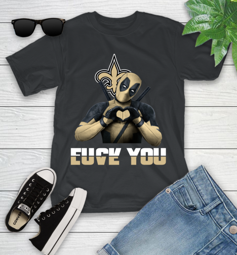 NHL New Orleans Saints Deadpool Love You Fuck You Football Sports Youth T-Shirt