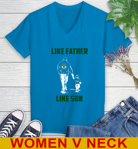 Milwaukee Bucks NBA Basketball Like Father Like Son Sports Women's V-Neck T-Shirt 8 Milwaukee Bucks NBA Basketball Like Father Like Son Sports Women's V-Neck T-Shirt - Image 8