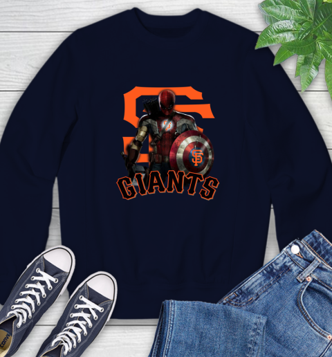 MLB Captain America Thor Spider Man Hawkeye Avengers Endgame Baseball San Francisco Giants Sweatshirt 3