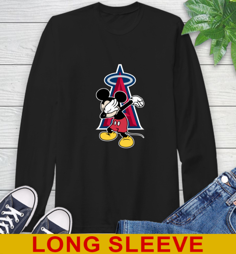 Los Angeles Angels MLB Baseball Dabbing Mickey Disney Sports Long Sleeve T-Shirt 2