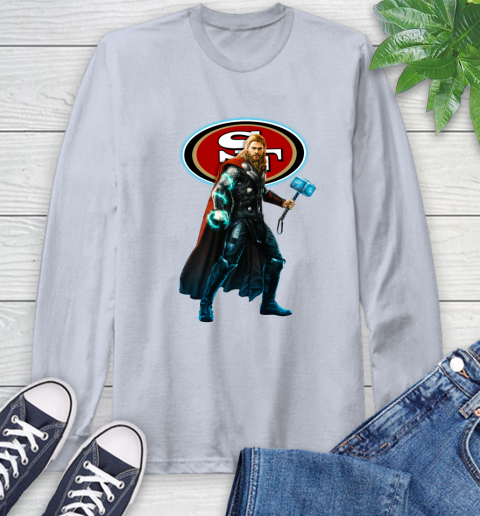NFL Thor Avengers Endgame Football San Francisco 49ers Long Sleeve T-Shirt 6