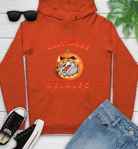 MLB Baltimore Orioles Halloween Pumpkin Baseball Sports Youth Hoodie 5