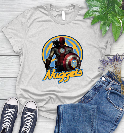Denver Nuggets NBA Basketball Captain America Thor Spider Man Hawkeye Avengers Women's T-Shirt