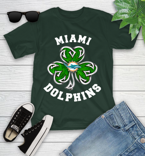 NFL Miami Dolphins Three Leaf Clover St Patrick's Day Football Sports Youth T-Shirt 5