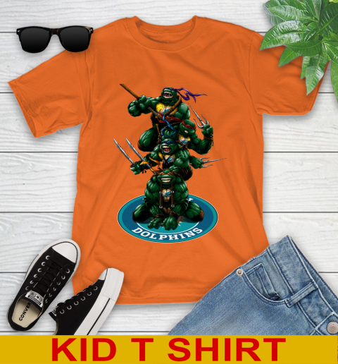 NFL Football Miami Dolphins Teenage Mutant Ninja Turtles Shirt Youth T-Shirt 7