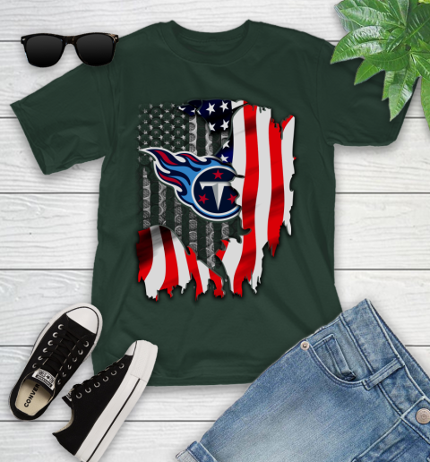 Tennessee Titans NFL Football American Flag Youth T-Shirt 5