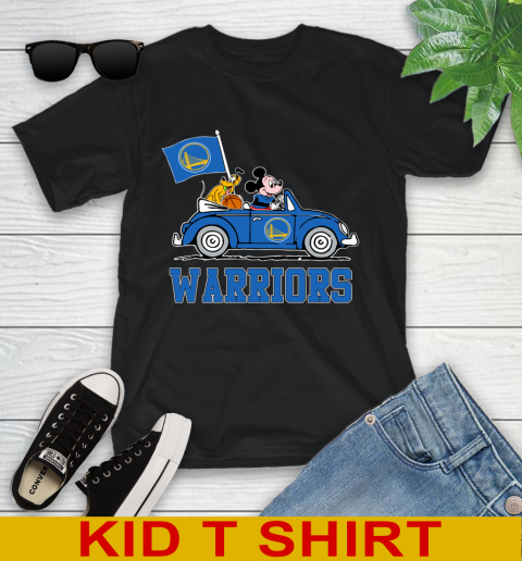NBA Basketball Golden State Warriors Pluto Mickey Driving Disney Shirt Youth T-Shirt 2