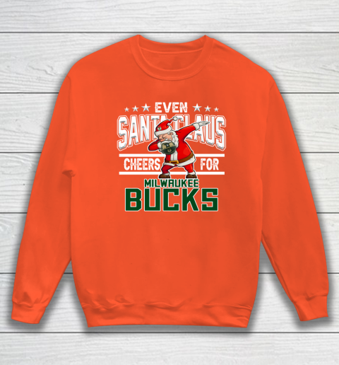 Milwaukee Bucks Even Santa Claus Cheers For Christmas NBA Sweatshirt 3