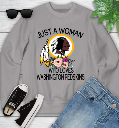 NFL Just A Woman Who Loves Washington Redskins Football Sports Youth Sweatshirt 2