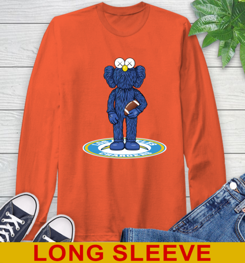 NFL Football Los Angeles Chargers Kaws Bff Blue Figure Shirt Long Sleeve T-Shirt 5