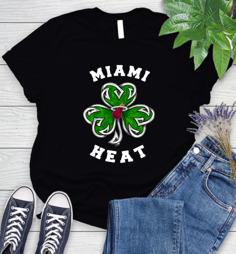 NBA Miami Heat Three Leaf Clover St Patrick's Day Basketball Sports Women's T-Shirt