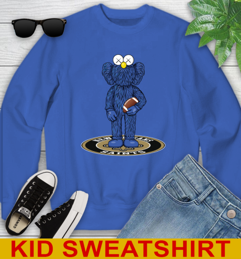 NFL Football New Orleans Saints Kaws Bff Blue Figure Shirt Youth Sweatshirt 8 NFL Football New Orleans Saints Kaws Bff Blue Figure Shirt Youth Sweatshirt - Image 8