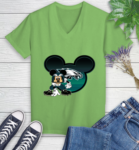 NFL Philadelphia Eagles Mickey Mouse Disney Football T Shirt Women's V-Neck T-Shirt 11