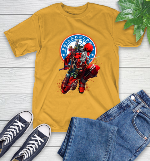 NBA Deadpool Marvel Comics Sports Basketball Philadelphia 76ers T-Shirt 3