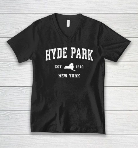 Hyde Park New York NY Vintage Athletic V-Neck T-Shirt