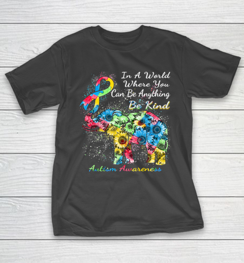 Autism Awareness Sunflower Elephant Be Kind T-Shirt