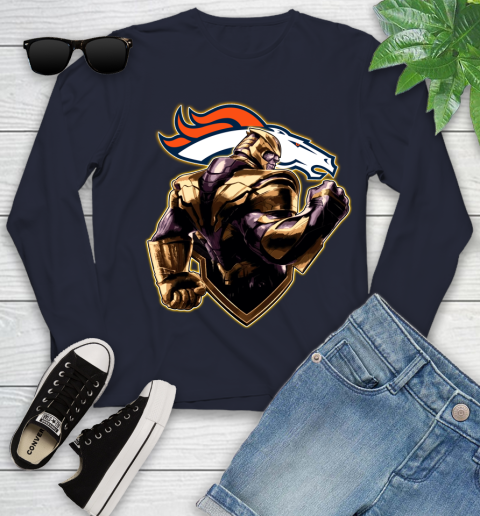 NFL Thanos Avengers Endgame Football Sports Denver Broncos Youth Long Sleeve 3