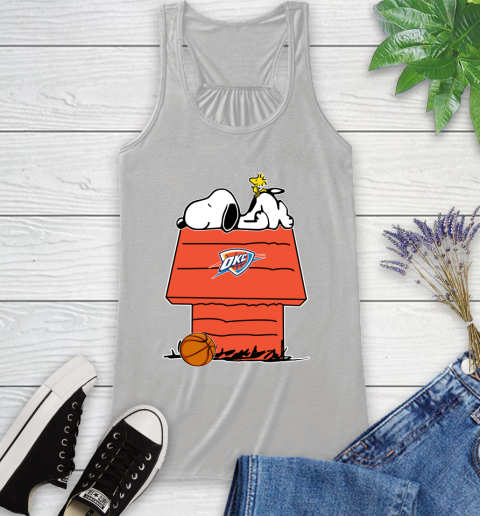 Oklahoma City Thunder NBA Basketball Snoopy Woodstock The Peanuts Movie Racerback Tank