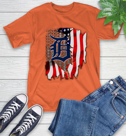 Detroit Tigers MLB Baseball American Flag T Shirt