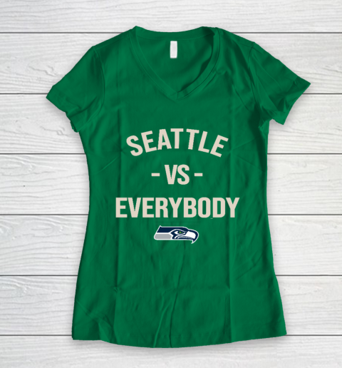 Seattle Seahawks Vs Everybody Women's V-Neck T-Shirt 3